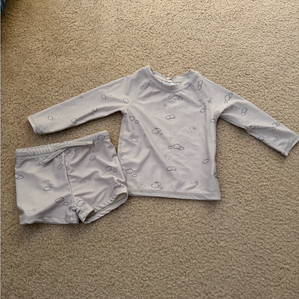Quincy Mae Gray Swim Rashguard Set